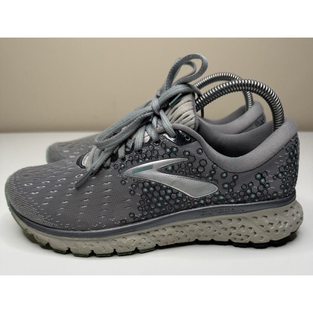 Brooks Glycerin 17 Running Shoe Womens 8.5 Grey Mesh Low Lace Up 1202831B070 Gym